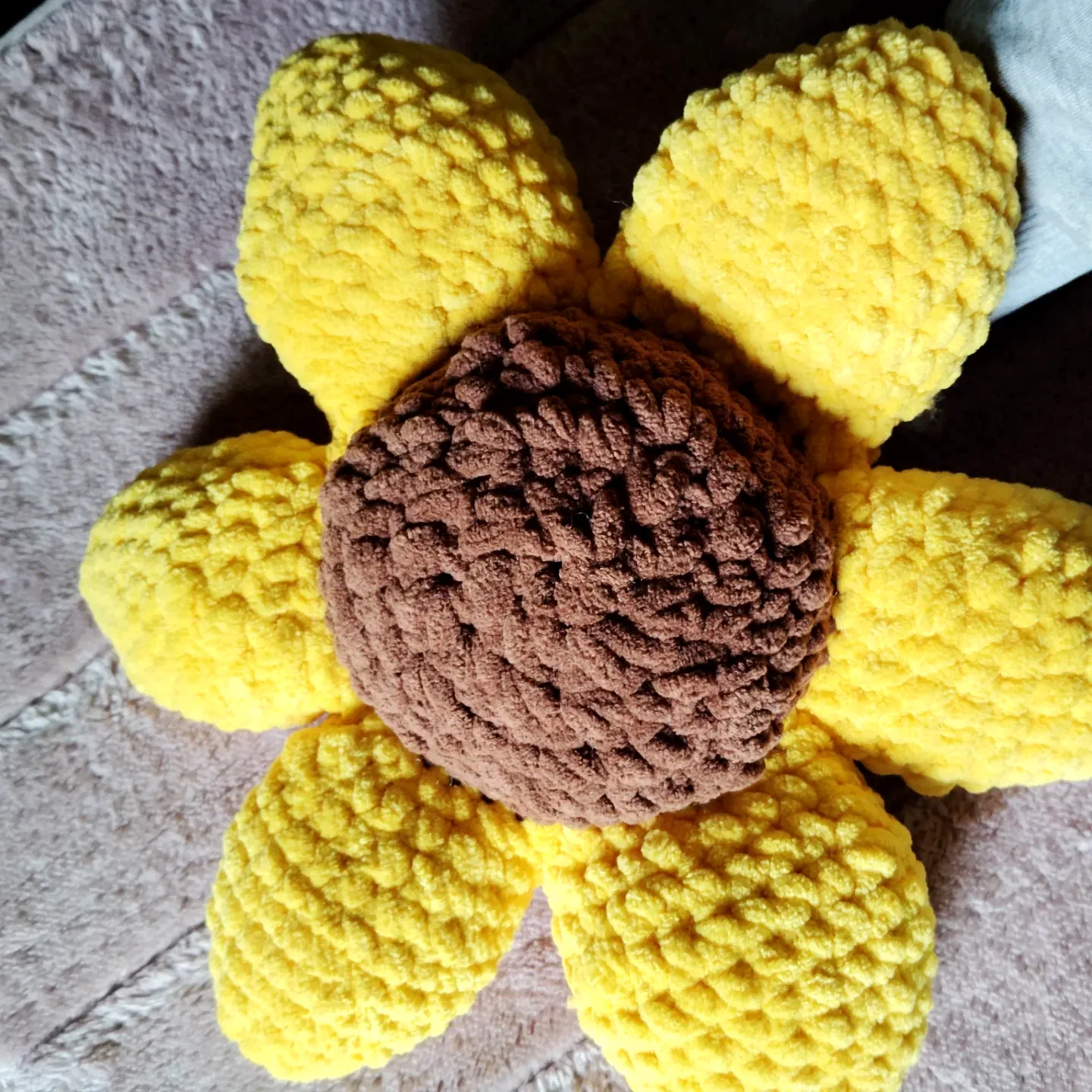 Vibrant Crochet Pillow in Sunflower Shape