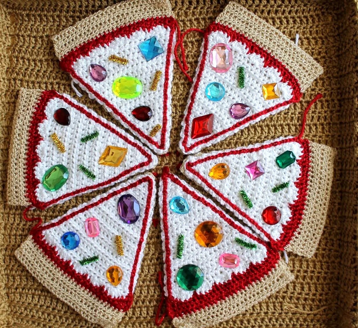 Vibrant Crochet Pizza Slice with Colorful Toppings