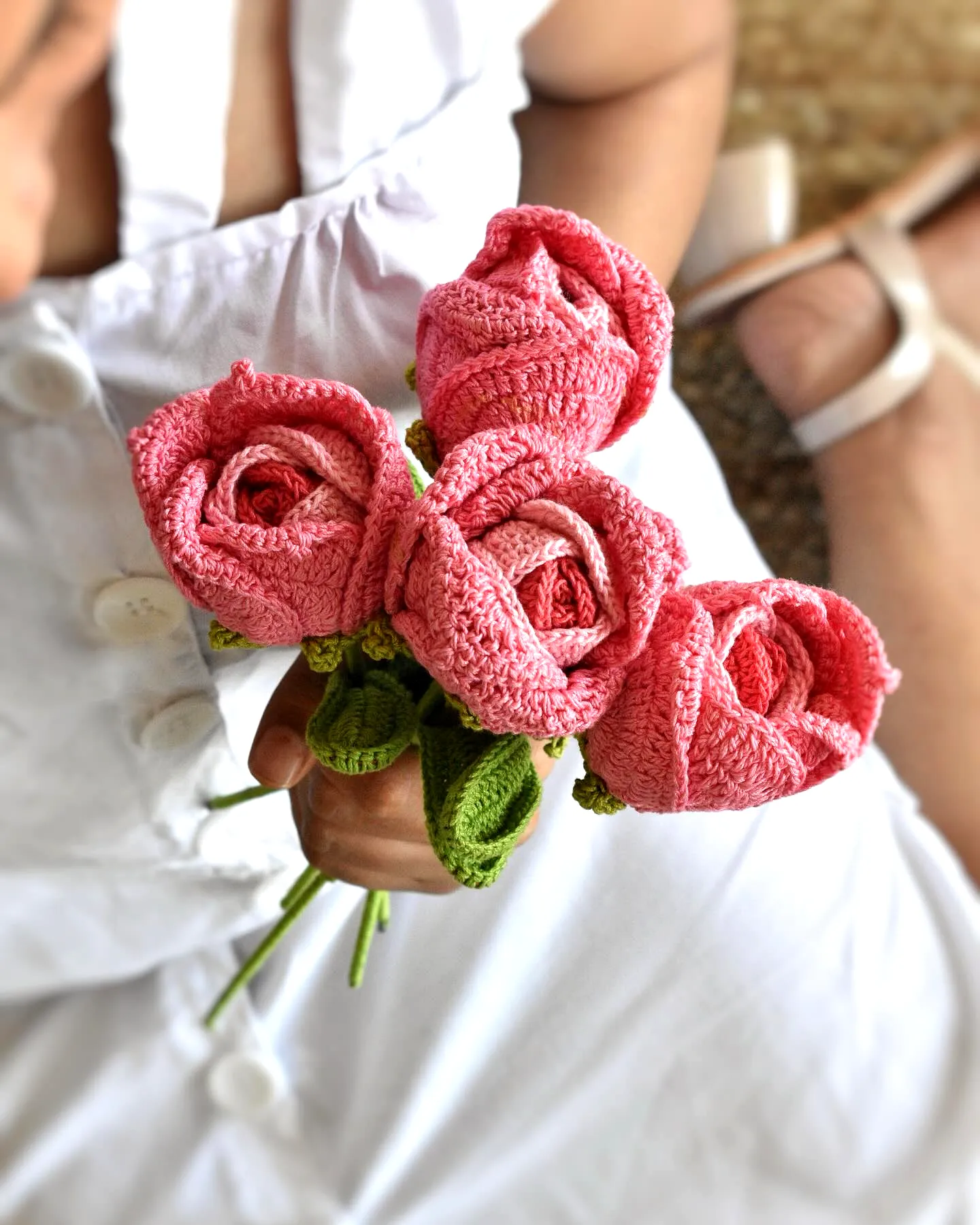 Vibrant Crochet Rose Bouquet