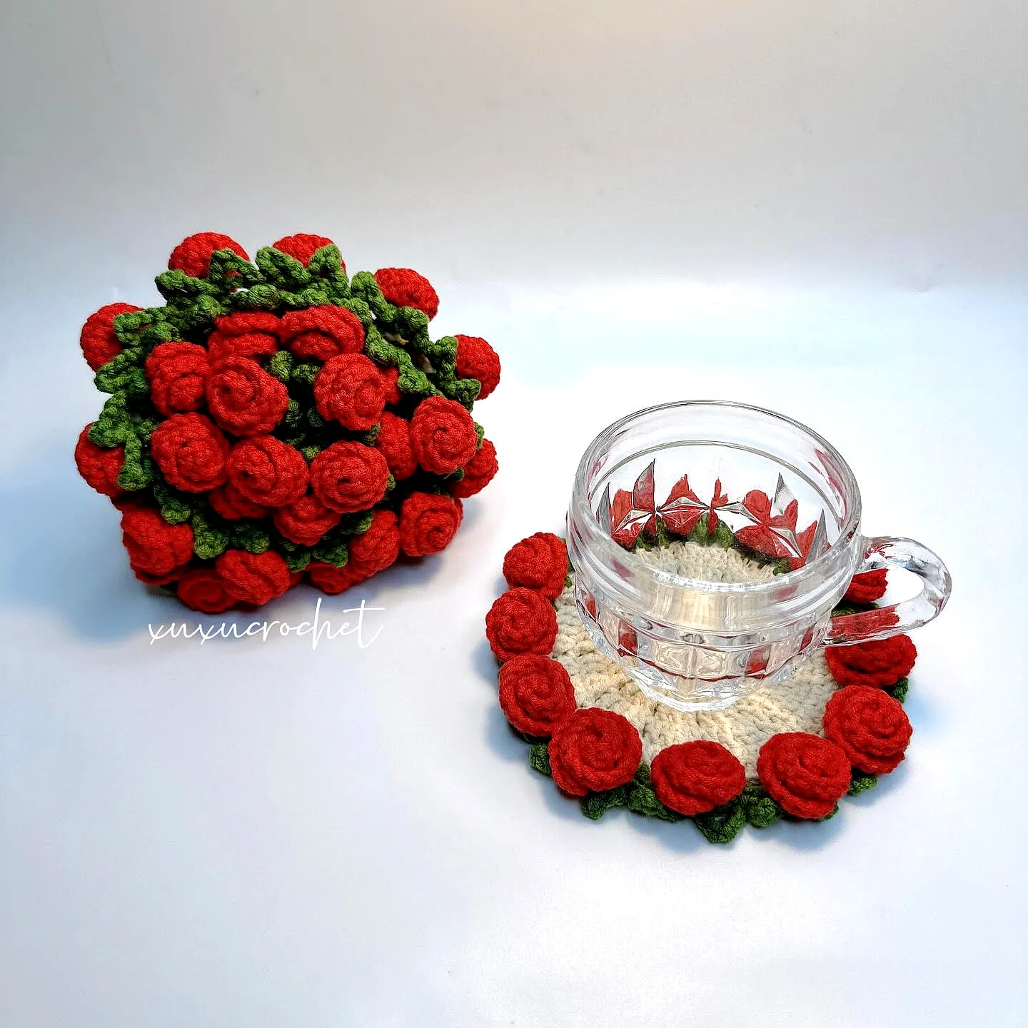 Vibrant Crochet Rose Set