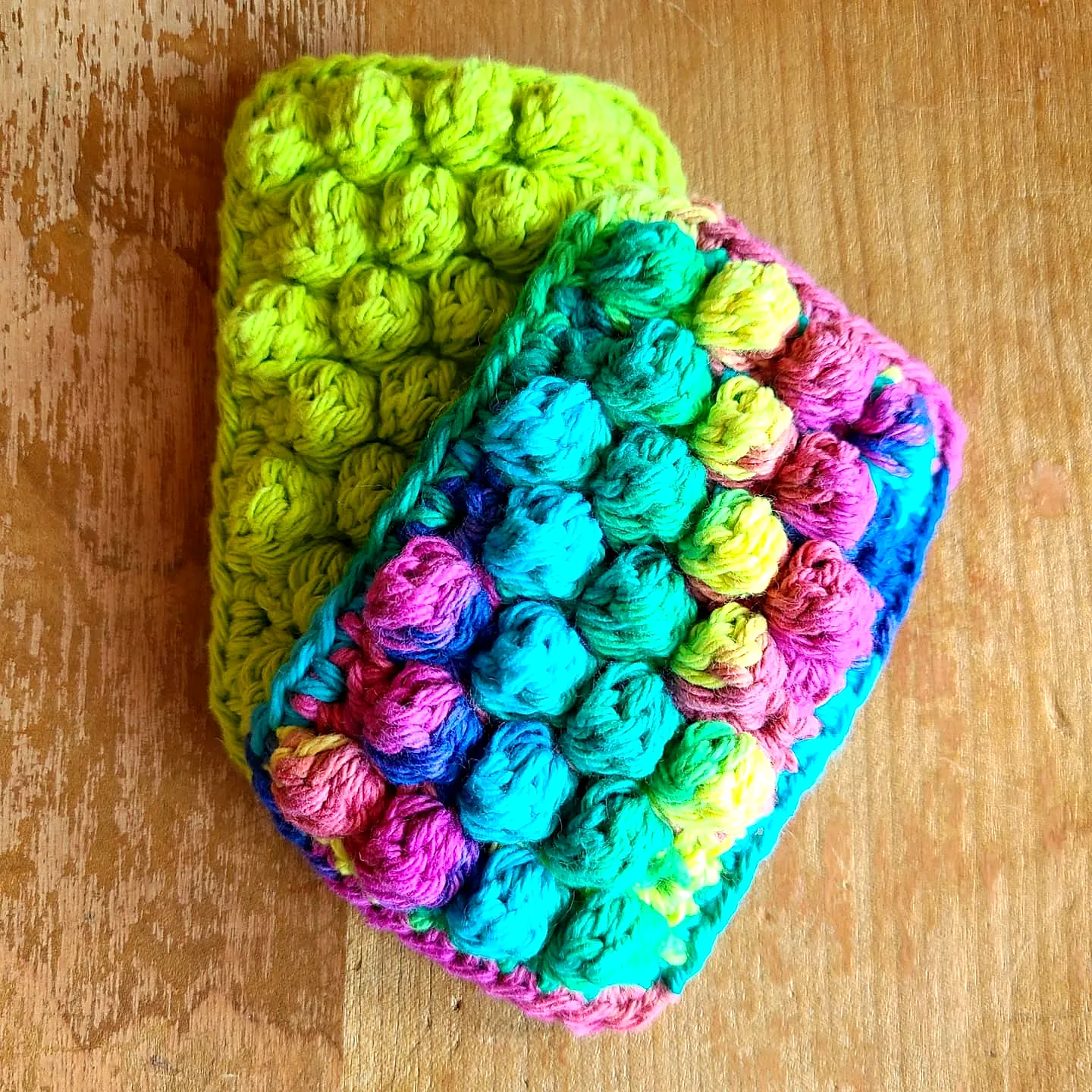 Vibrant Crochet Sponge in Colorful Yarn