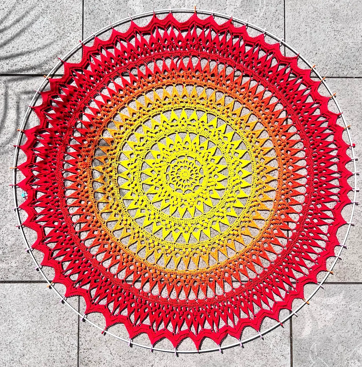 Vibrant Crochet Wall Decor in Colorful Mandala Style