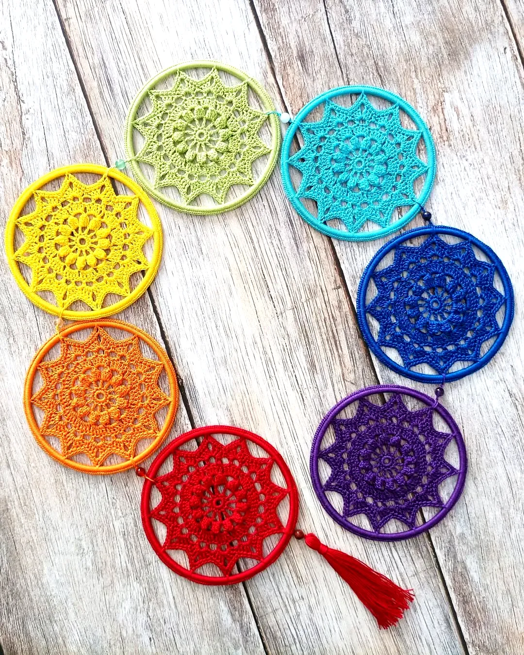 Vibrant Crochet Wall Decor with Mandala Designs and Tassels