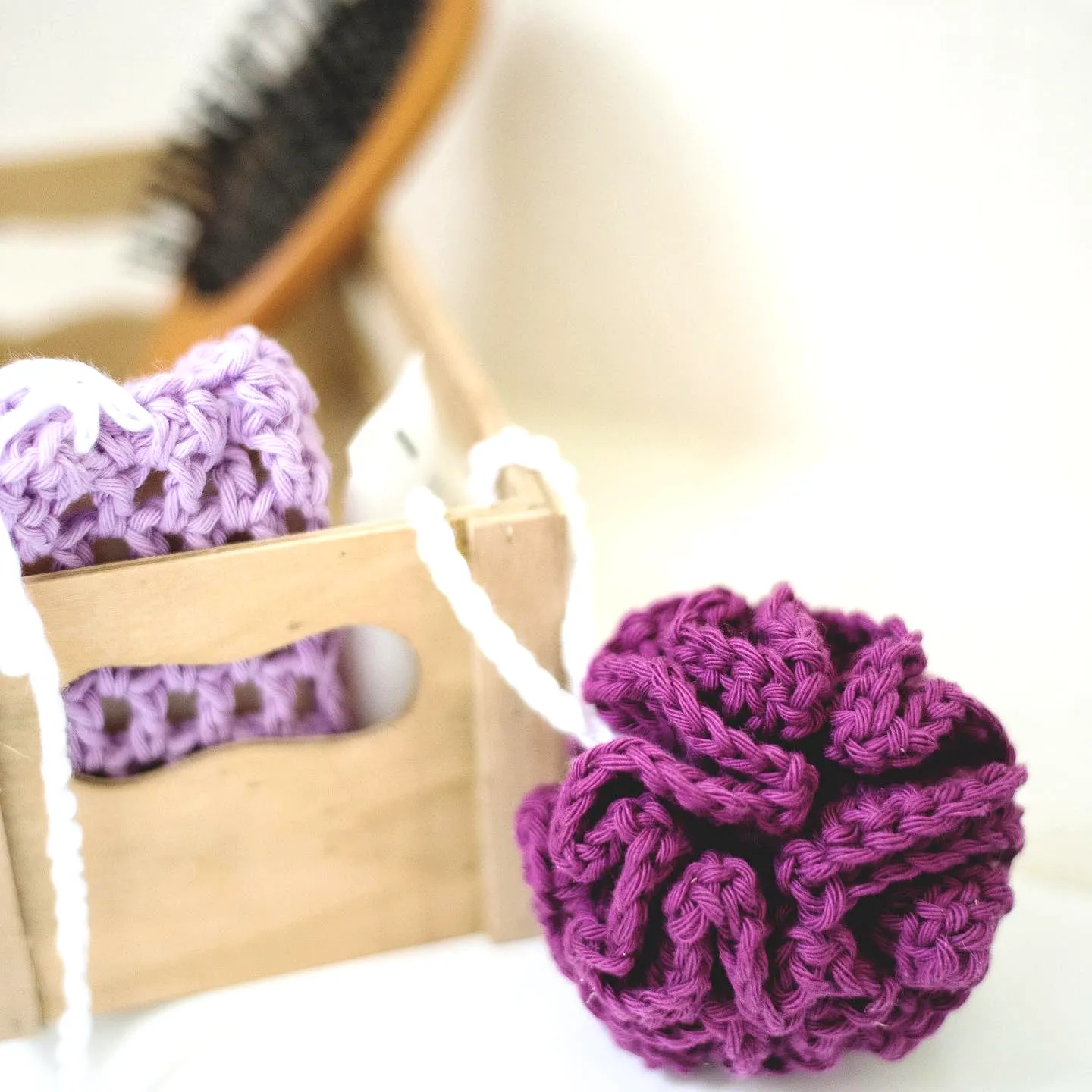 Vibrant Purple Crochet Bath Pouf