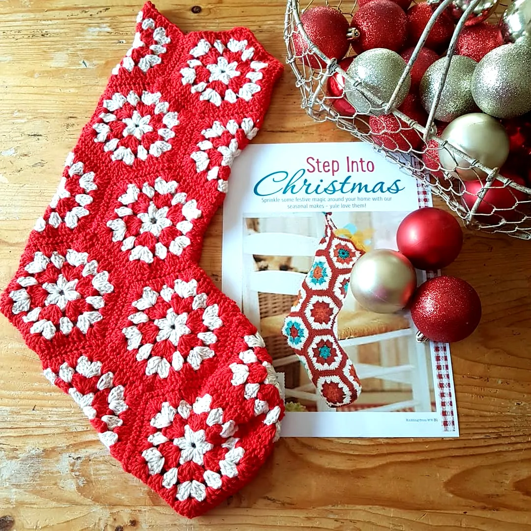 Vibrant Red and White Crochet Christmas Stocking Design