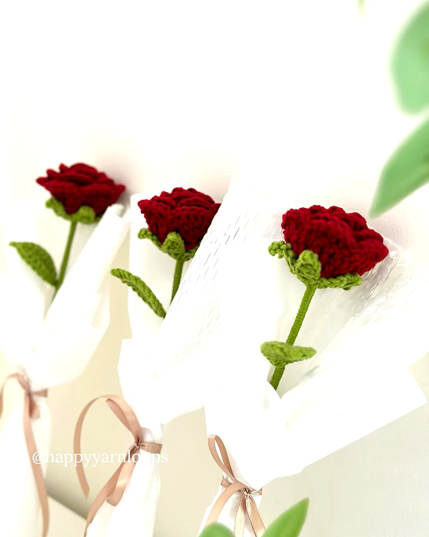 Vibrant Red Crochet Flower Bouquet