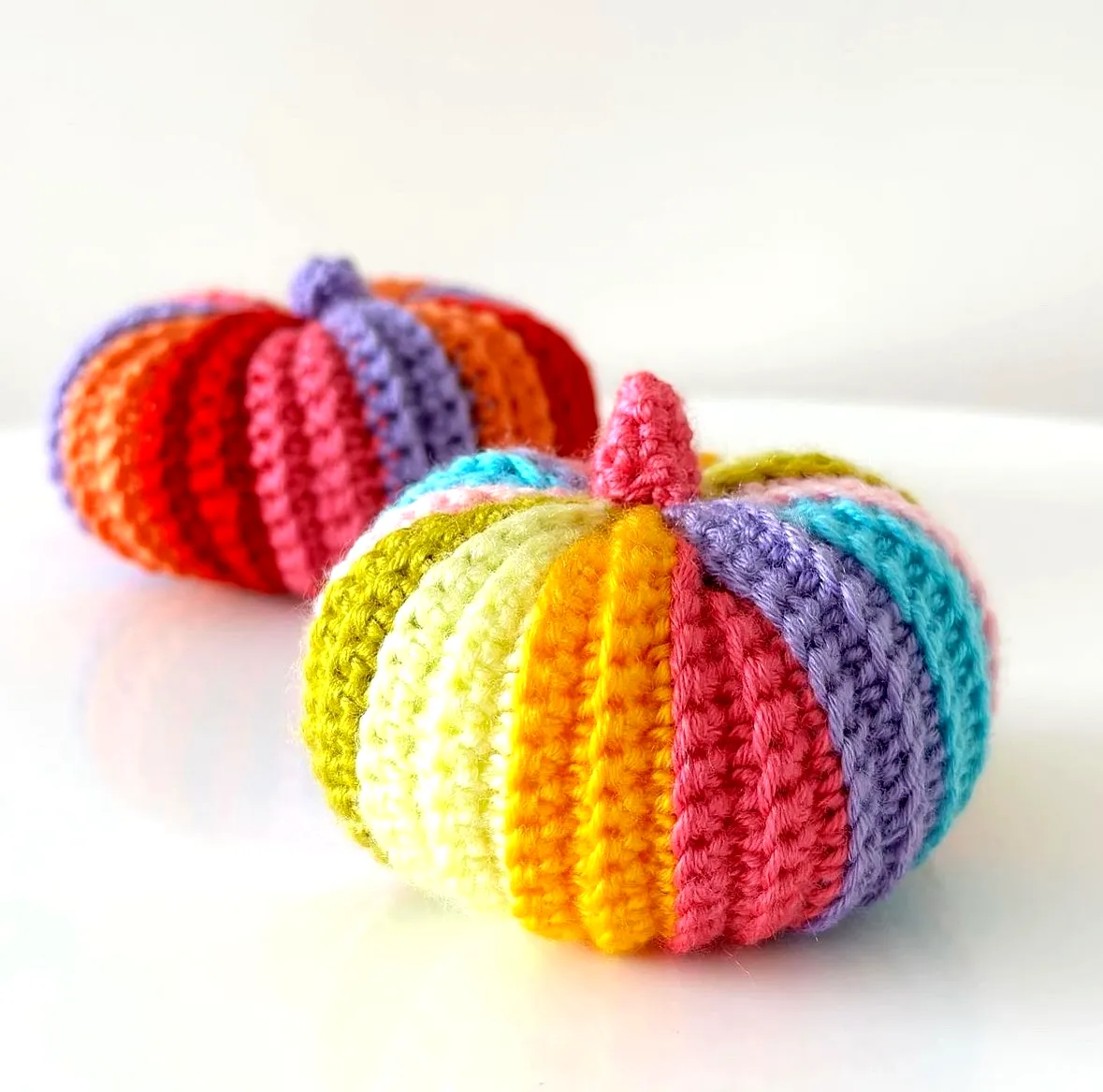 Vibrant Striped Crochet Pumpkin