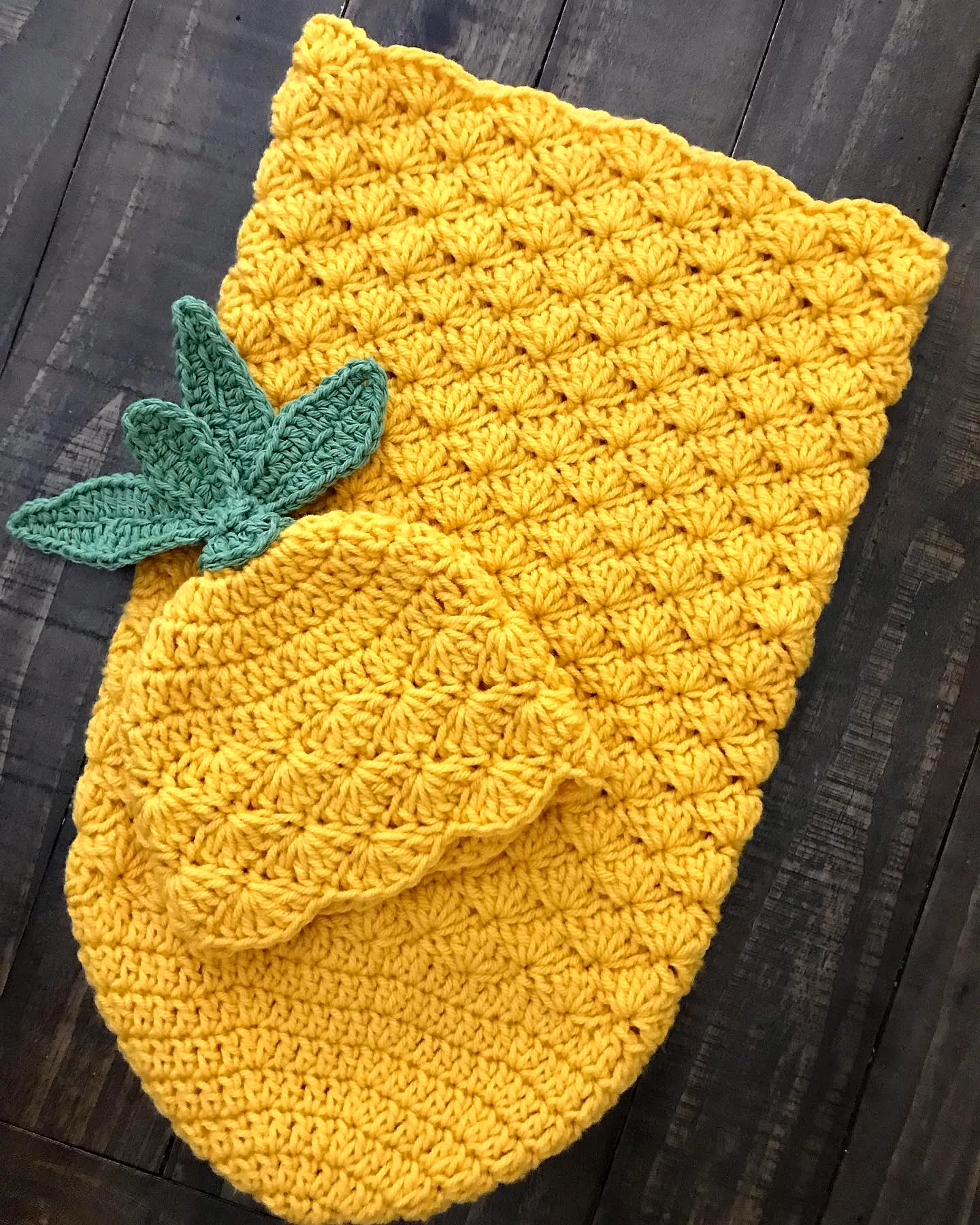 Vibrant Yellow Crochet Baby Cocoon with Cute Pineapple Design