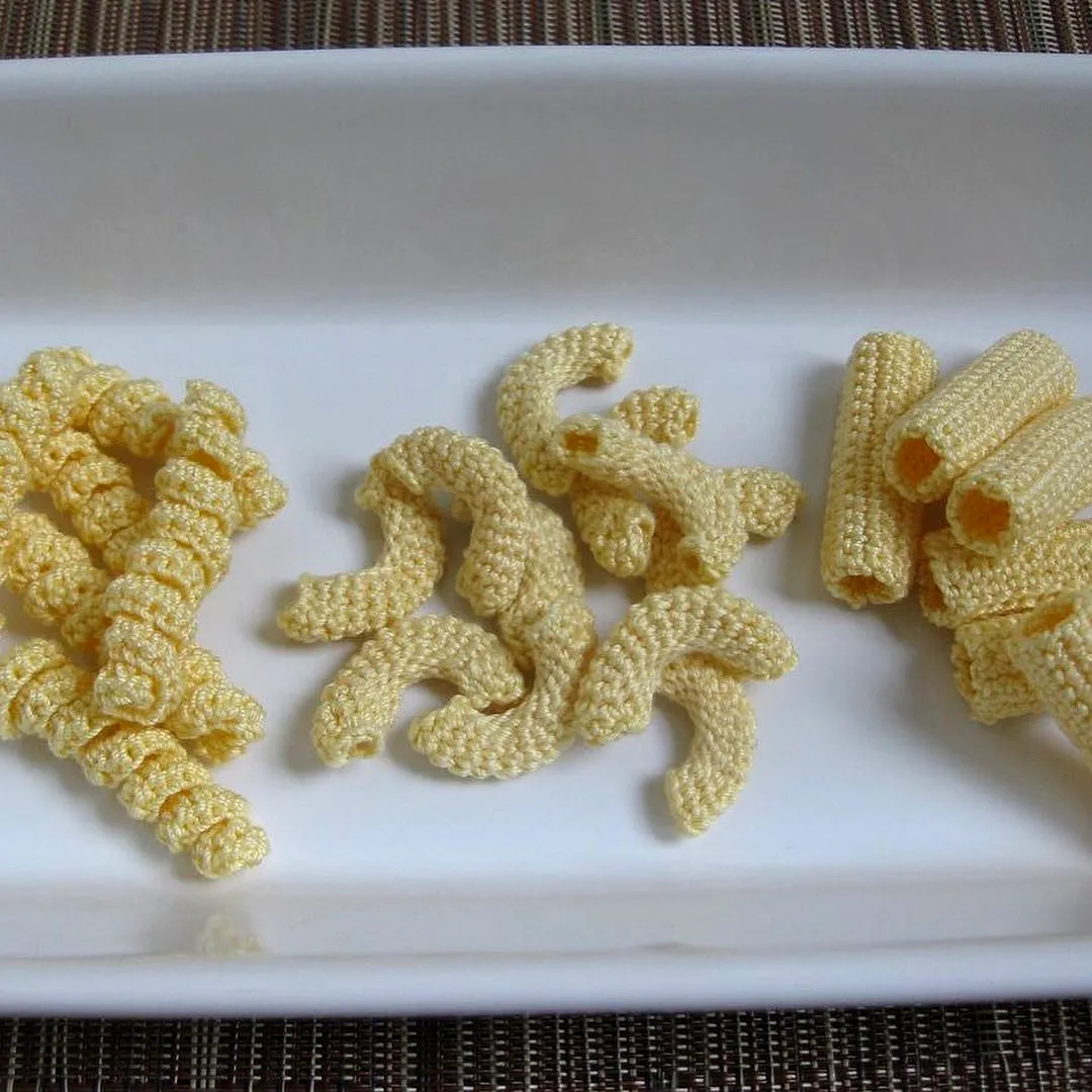 Vibrant Yellow Crochet Pasta Set for Easy Creative Crafters